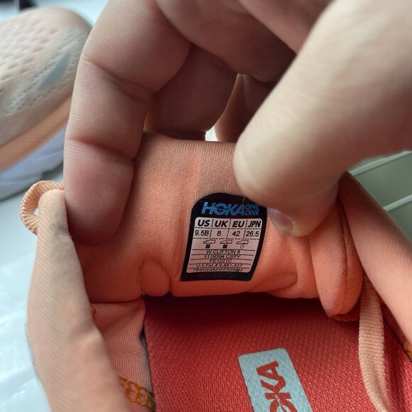 Hoka One One Peach and Gray Athletic Shoes - Picture 15 of 15